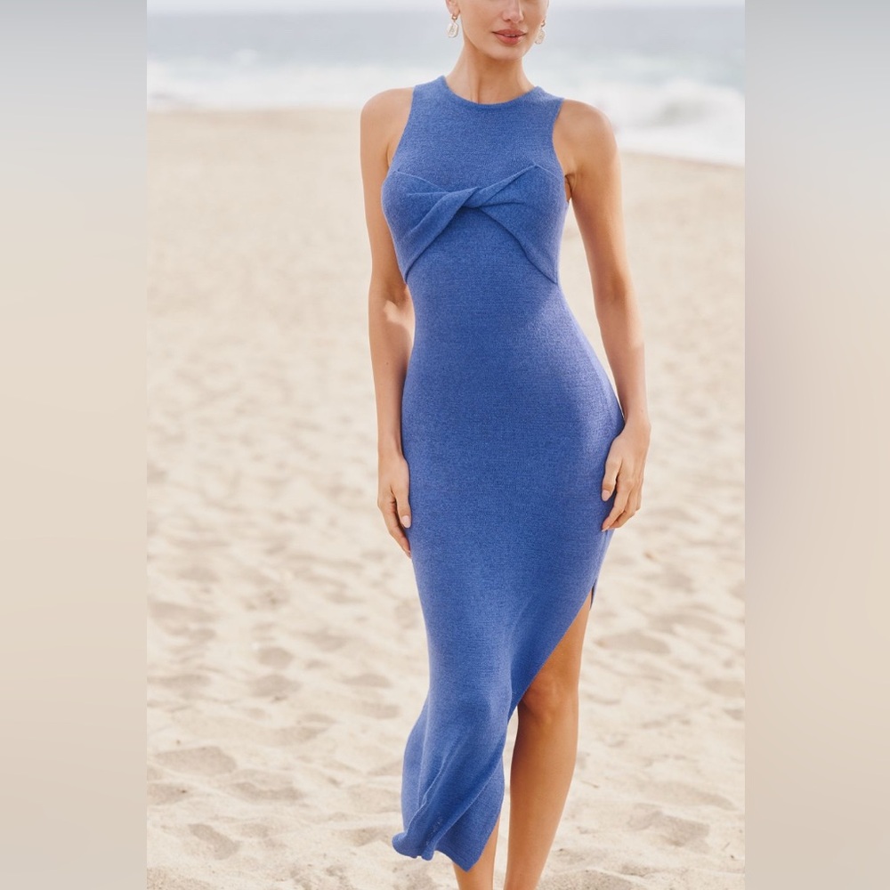 Sunday in Brooklyn Anthropologie Twist-Front Maxi Dress in Blue